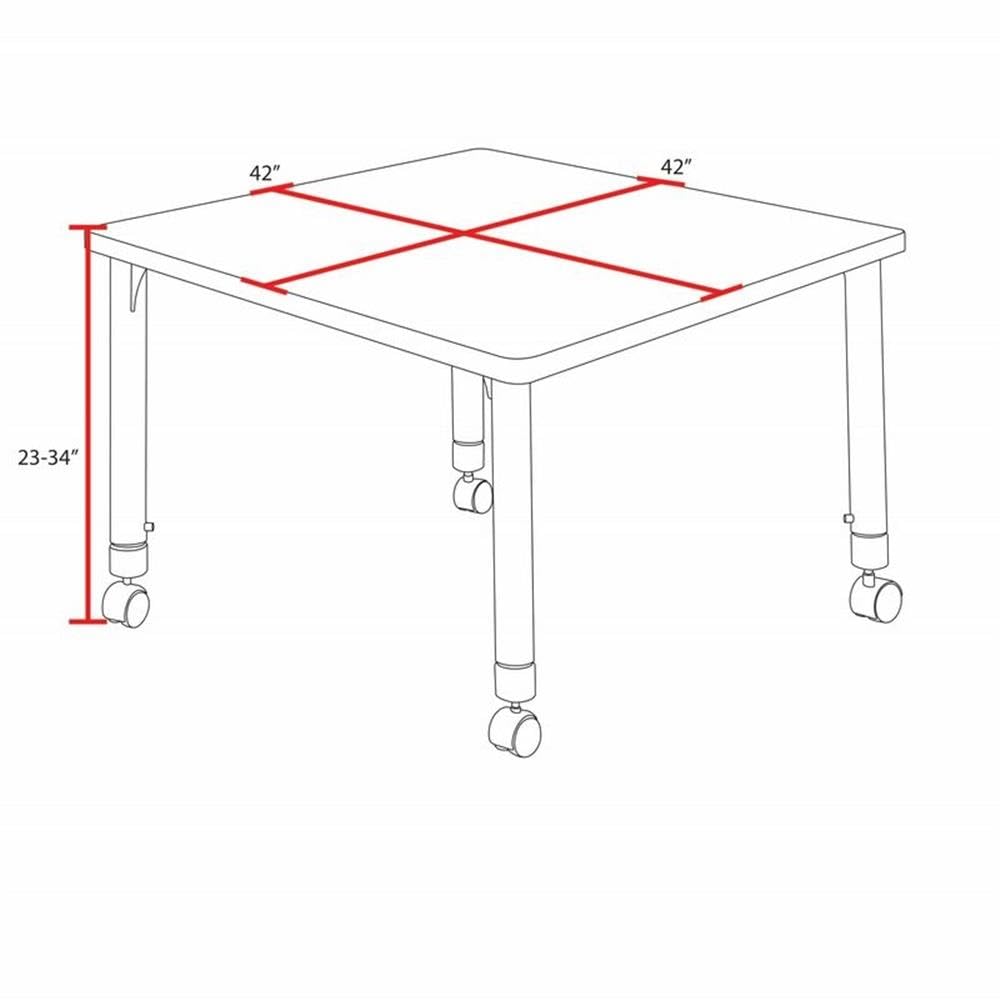 42" Square Mobile Table with 4 Stack Chairs N53492