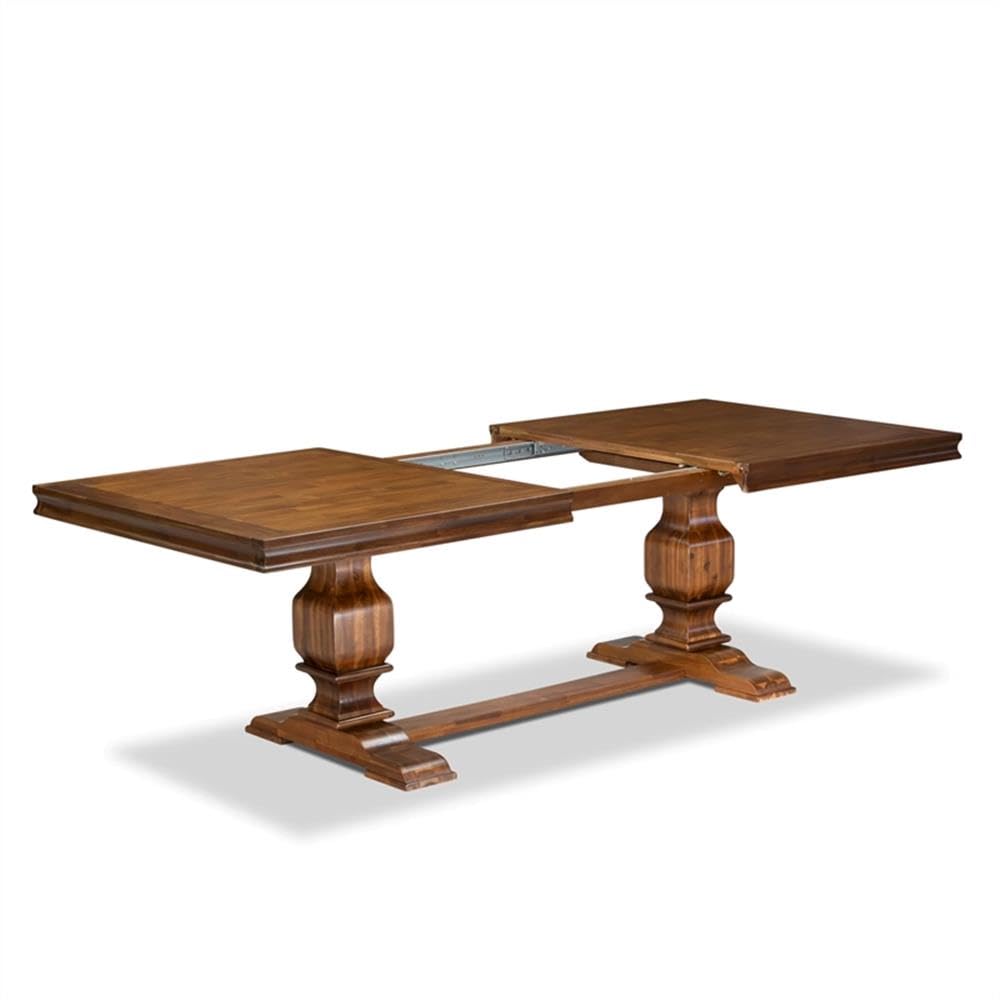 9-Piece Acacia Wood Dining Table Set with Faux Leather Chairs P506300