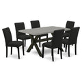 7 Piece Dining Set with 36x60 Inch Table and 6 Black Chairs M203
