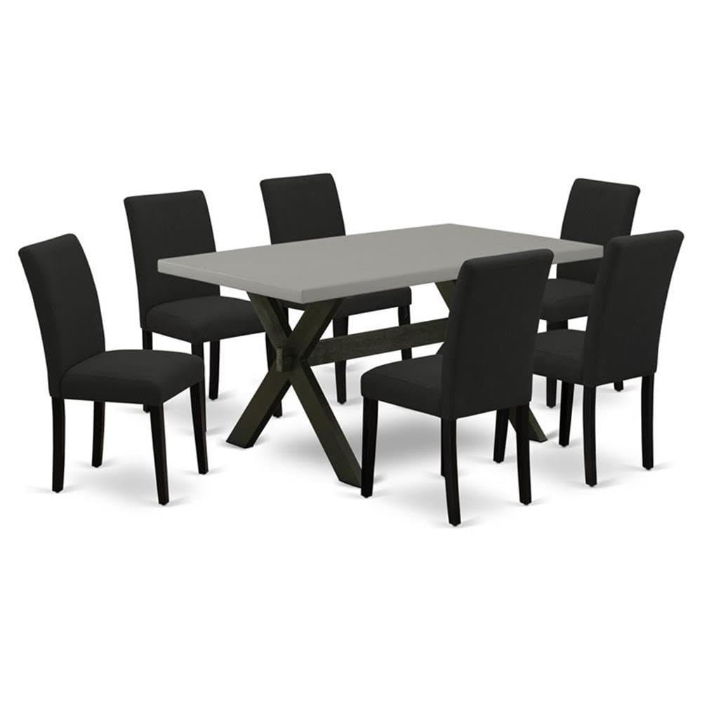 7 Piece Dining Set with 36x60 Inch Table and 6 Black Chairs M203