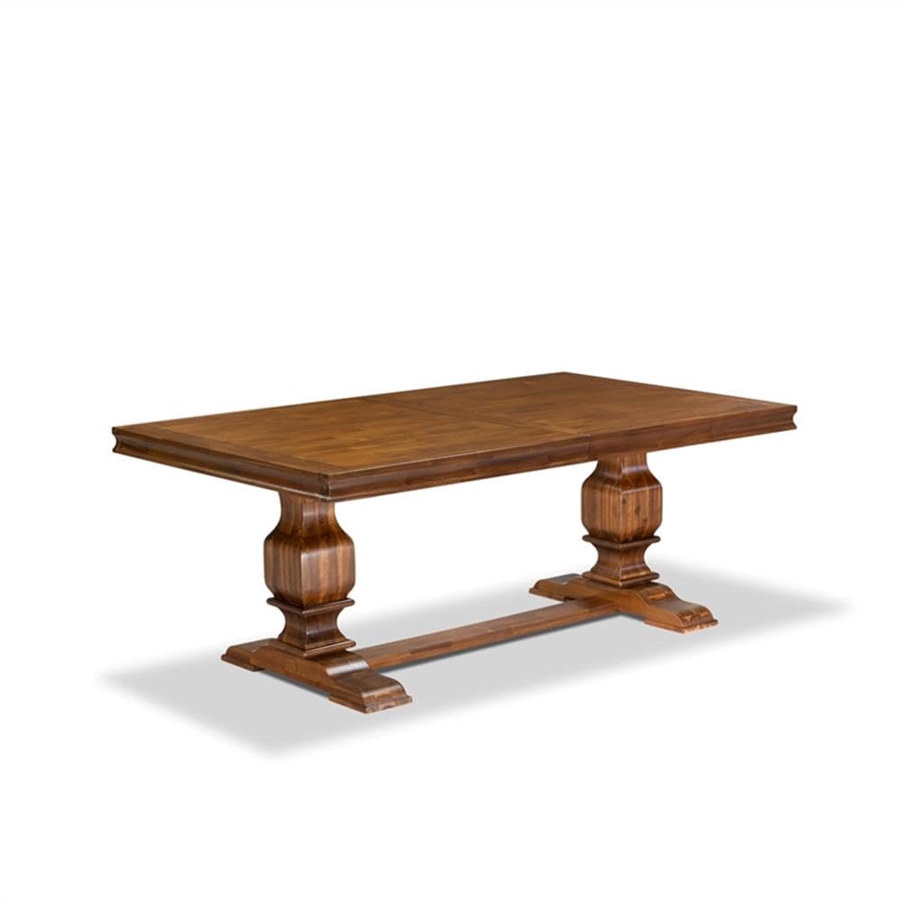 9-Piece Acacia Wood Dining Table Set with Faux Leather Chairs P506300