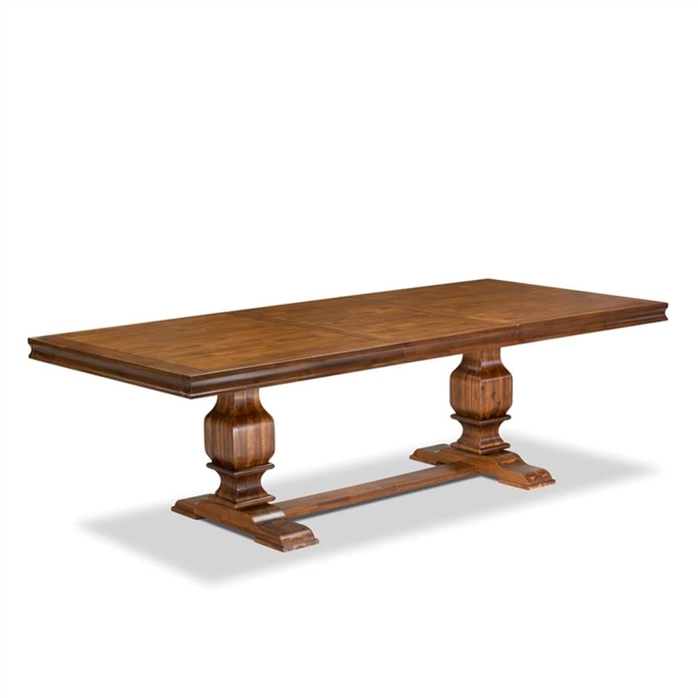 9-Piece Acacia Wood Dining Table Set with Faux Leather Chairs P506300