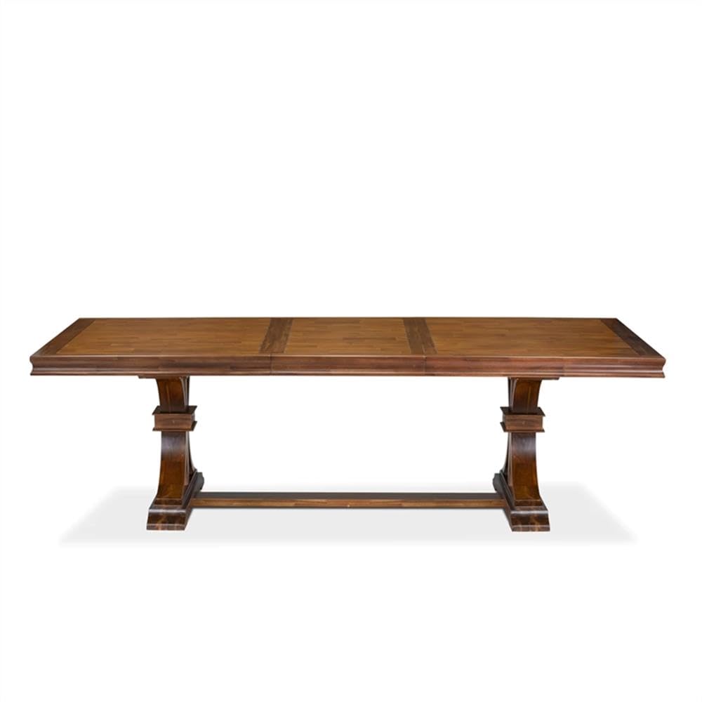 9-Piece Acacia Wood Dining Table Set with Faux Leather Chairs P506300