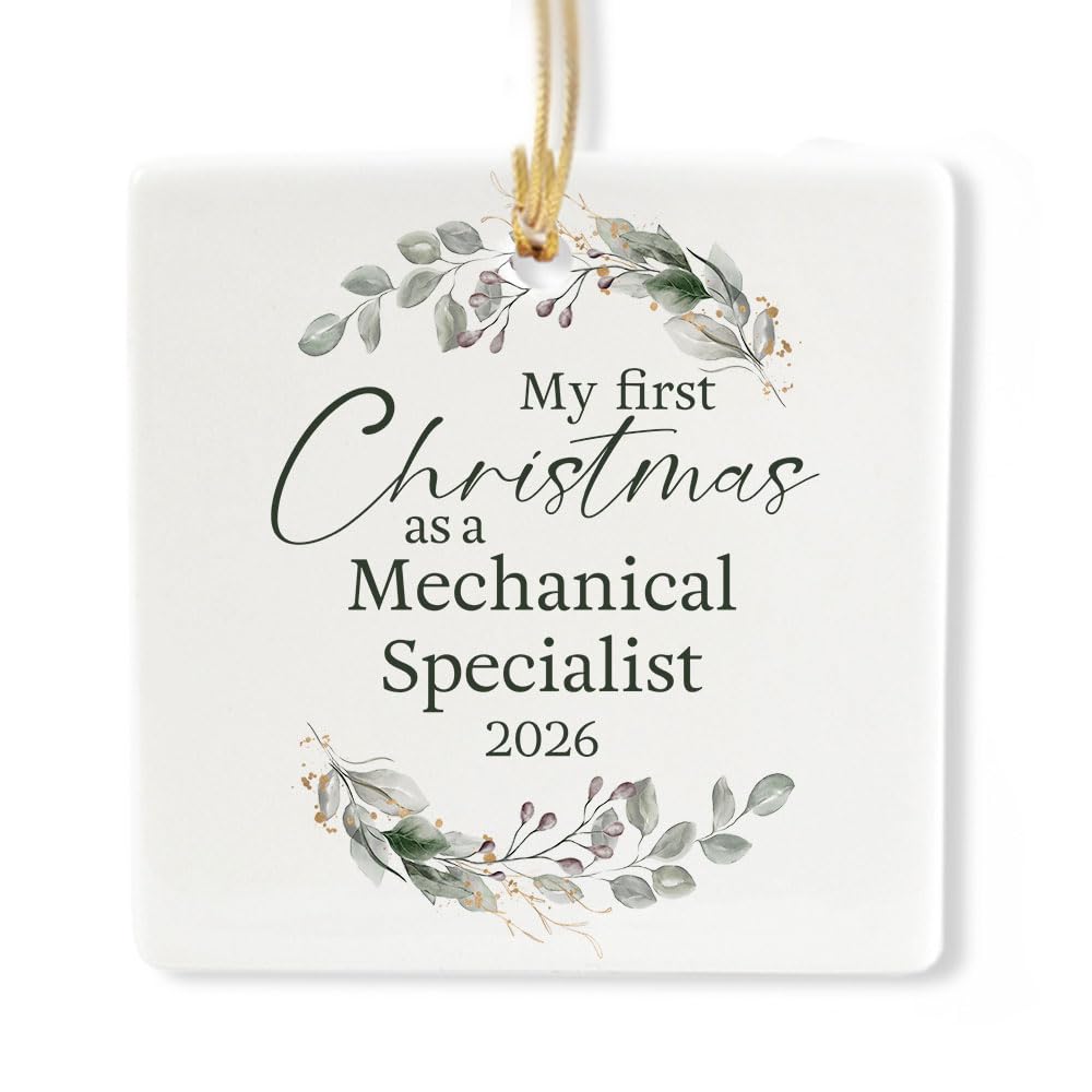 Ceramic 3-inch Square Botanical Wreath Ornament R255