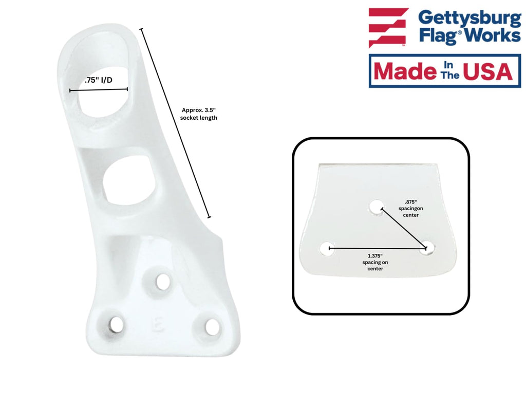 Cast Aluminum Bracket for .75" Outside Diameter Flagpoles in Silver C85474