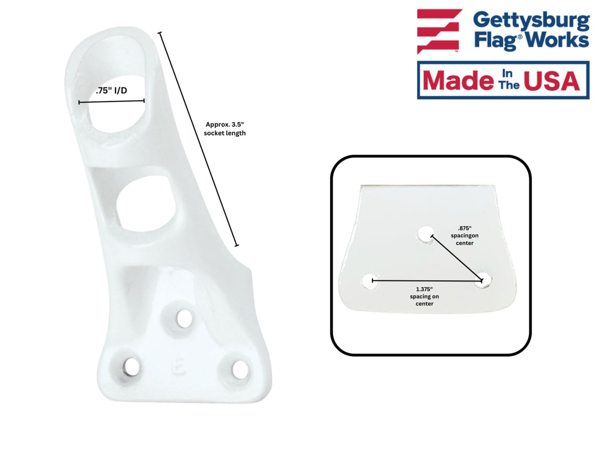 Cast Aluminum Bracket for .75" Outside Diameter Flagpoles in Silver C85474