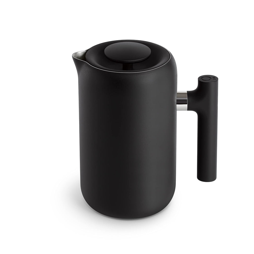 Insulated Coffee Maker with Enhanced Filtration System, Portable French Press Stainless Steel, 24 oz Carafe, Matte Black G652