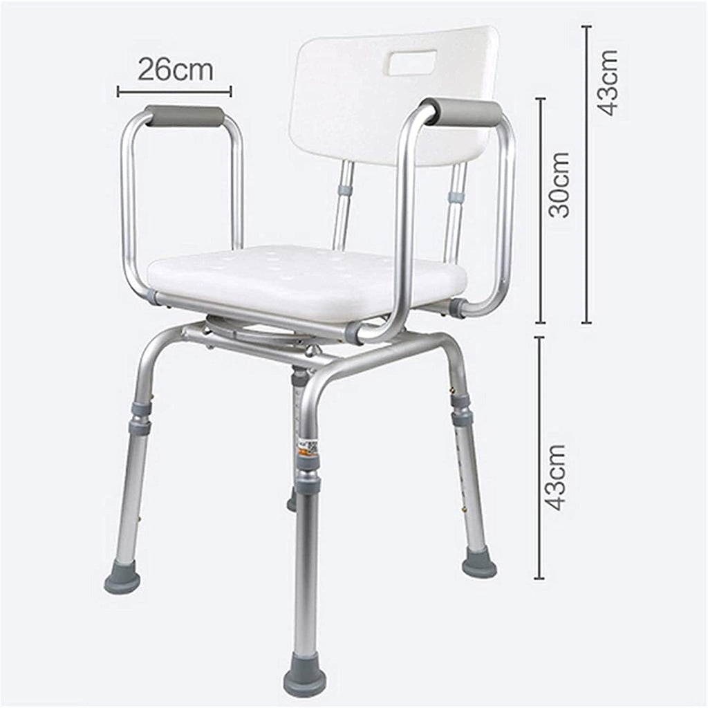 Padded Seat Transfer Bench, Shower Chair with Arms and Back, Adjustable Height Anti Skid Bath Seat V865