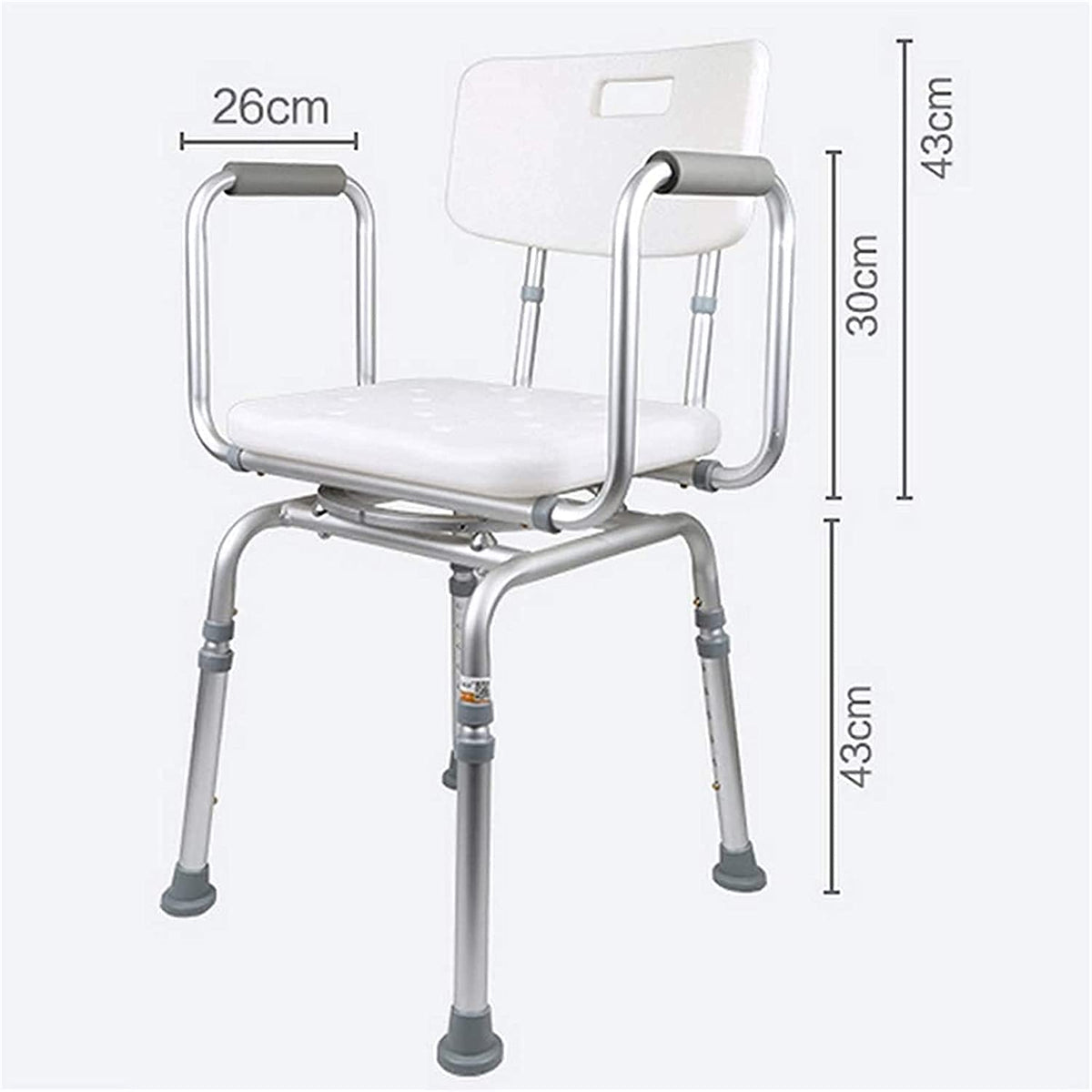 Padded Seat Transfer Bench, Shower Chair with Arms and Back, Adjustable Height Anti Skid Bath Seat V865