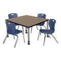 42" Square Mobile Table with 4 Stack Chairs N53492