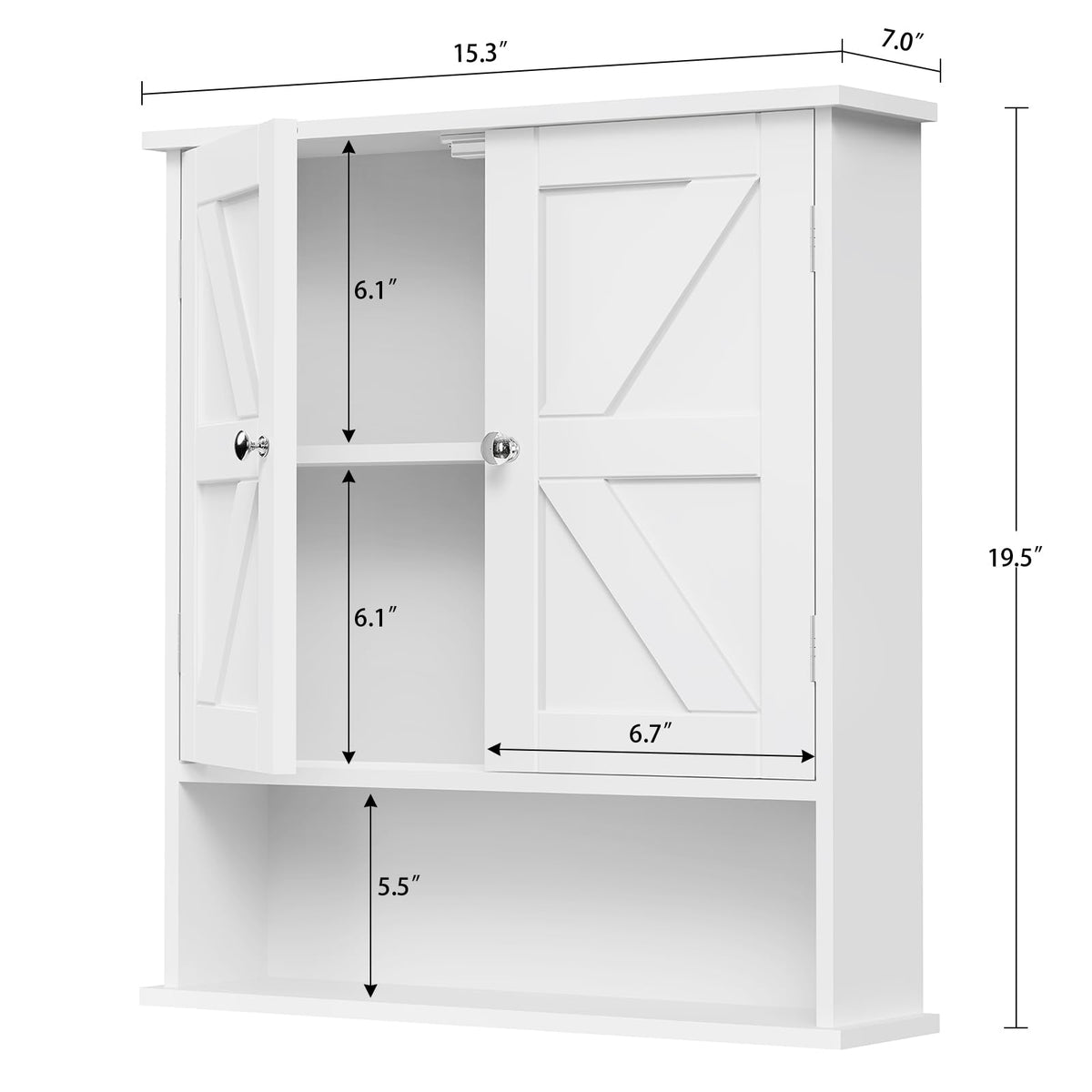 White Over The Toilet Bathroom Wall Cabinet with Adjustable Shelf M661