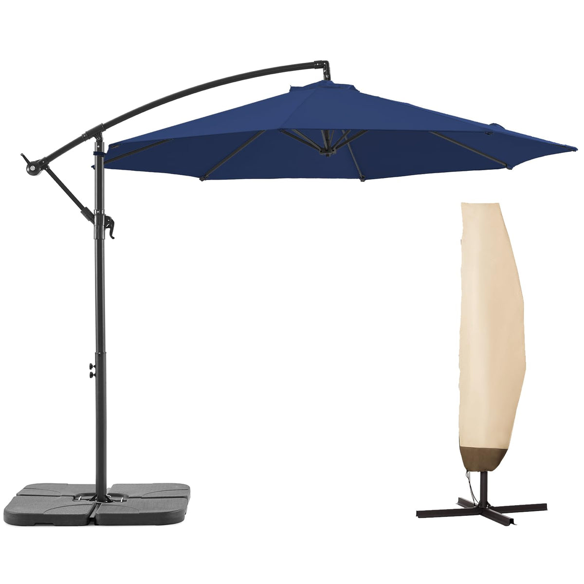 10 FT Navy Blue Patio Offset Umbrella N38027