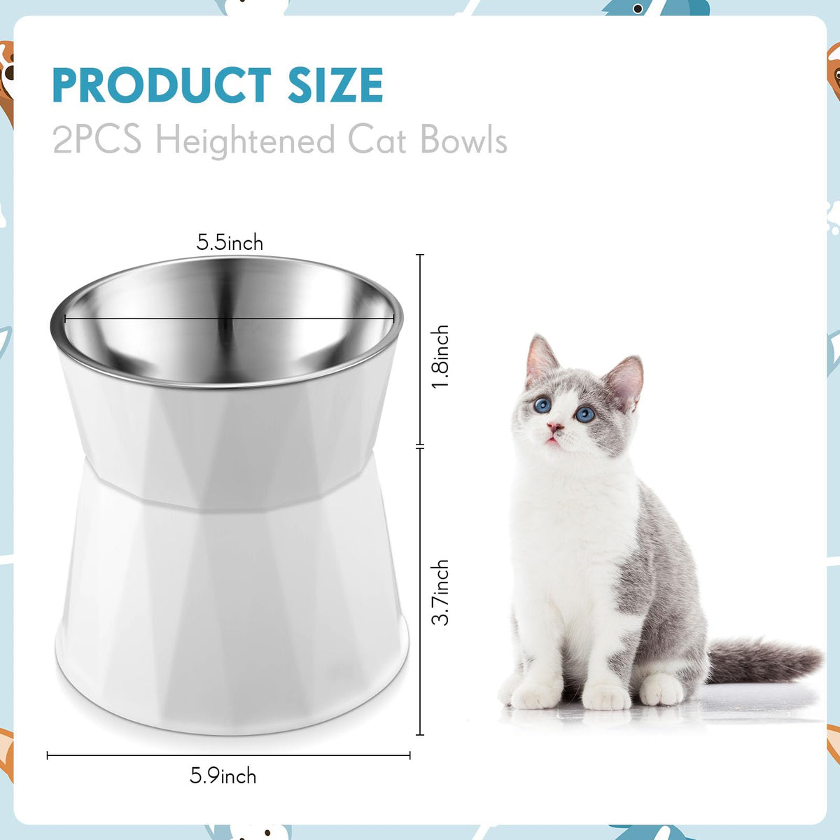 2 Pcs Elevated Cat Bowls U4408