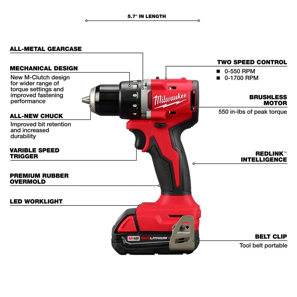 M18 Compact Brushless 1/2 Inch Drill/Driver Kit L27426