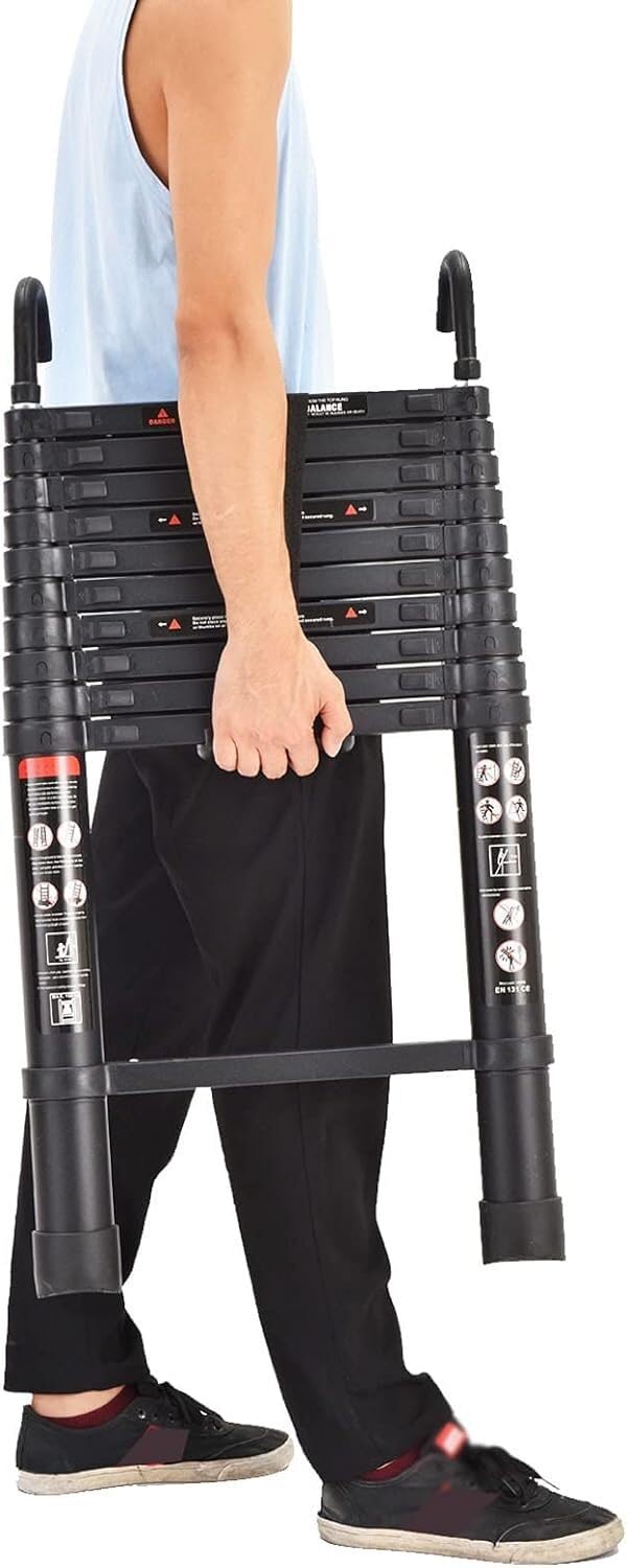 20.3ft Aluminum Telescoping Ladder with Roof Hooks B9120