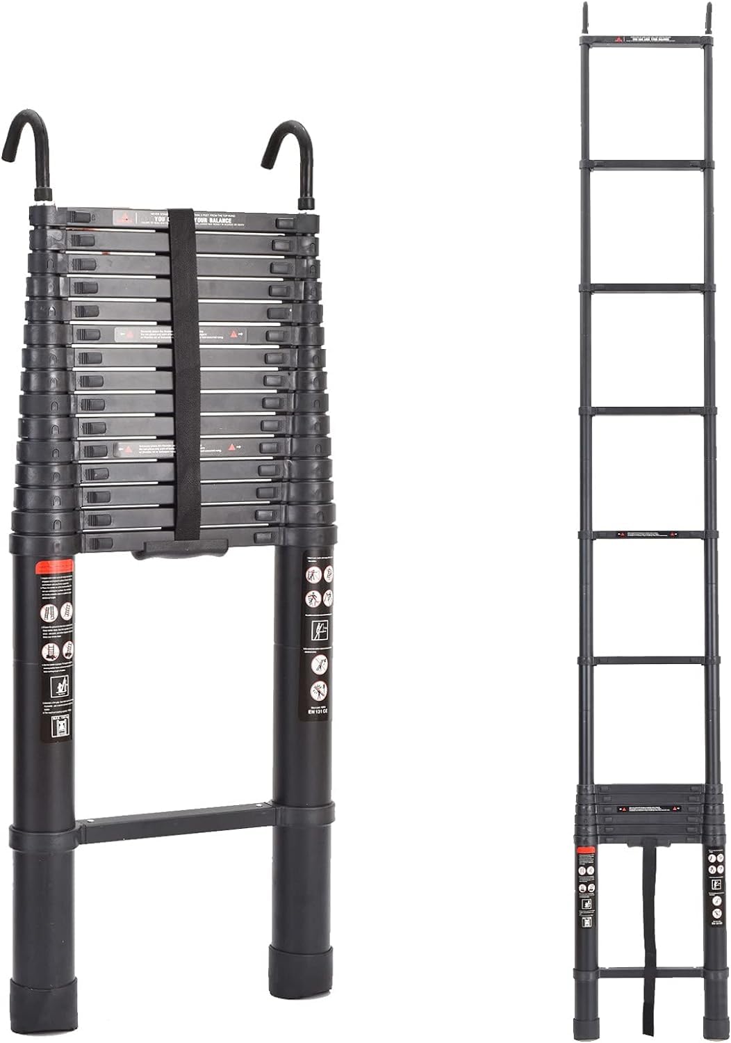 20.3ft Aluminum Telescoping Ladder with Roof Hooks B9120