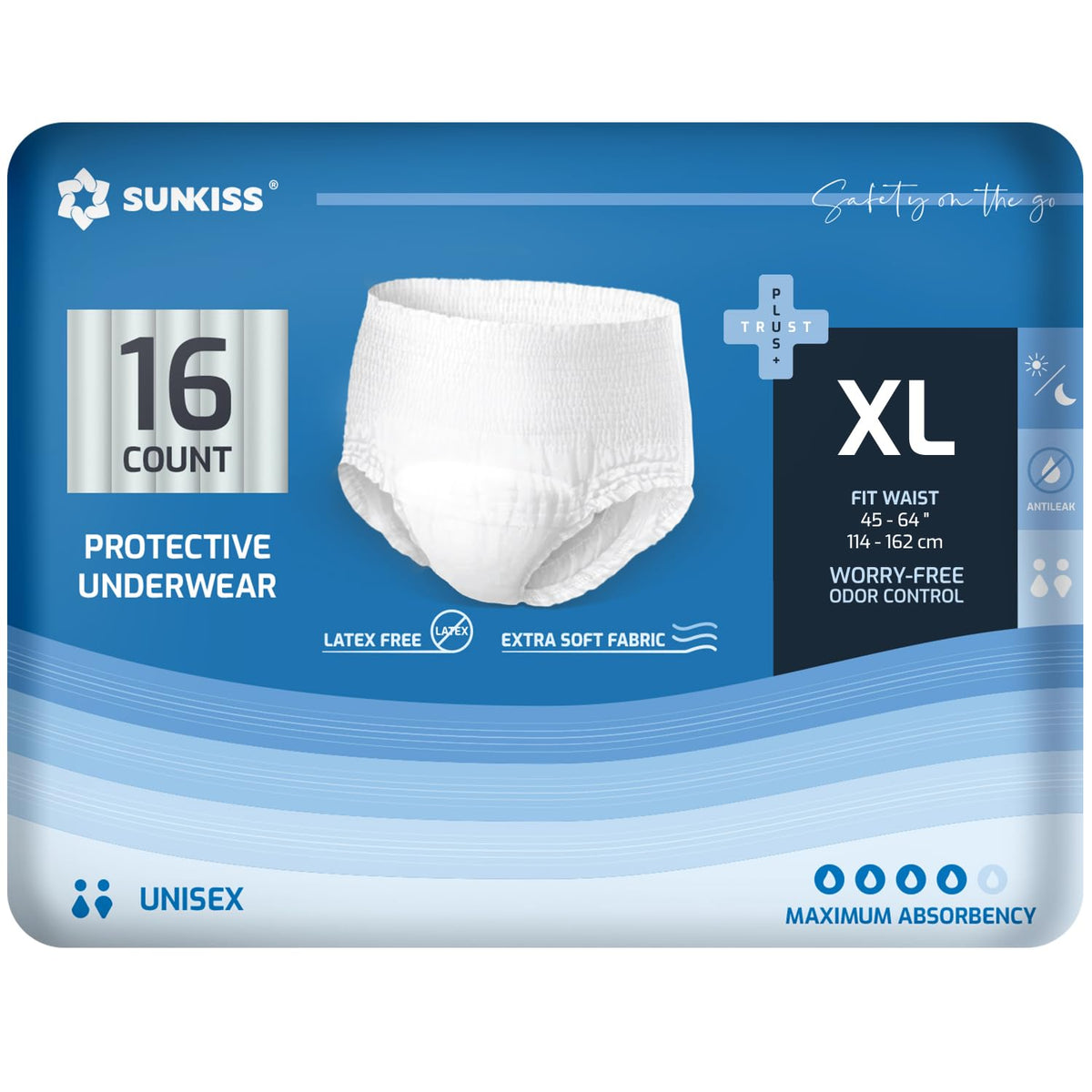 Incontinence Disposable Underwear XLarge 16 Count & Wet Wipes 200 Count M953