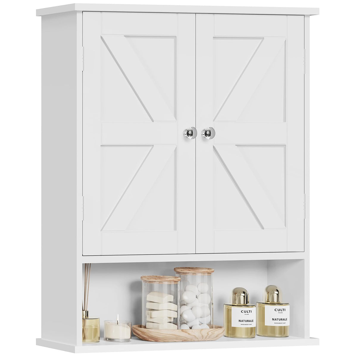 White Over The Toilet Bathroom Wall Cabinet with Adjustable Shelf M661