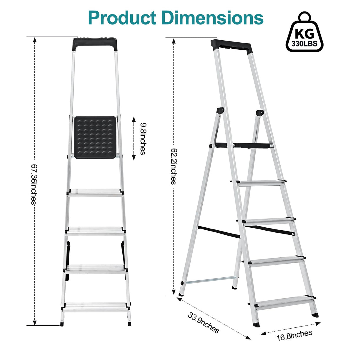 5 Step Aluminum Folding Step Stool B217