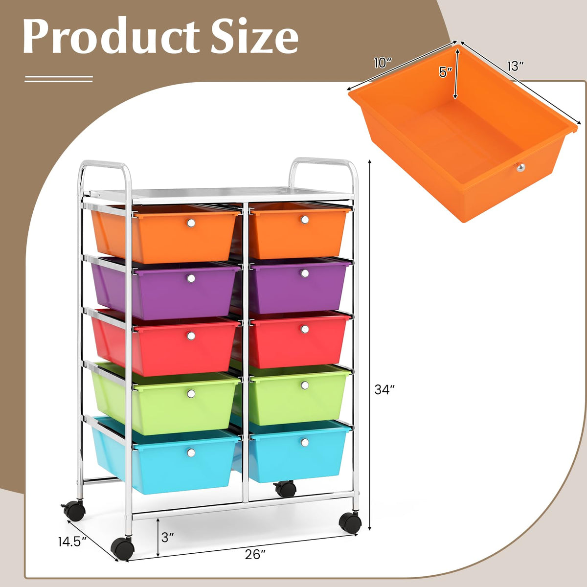 10 Drawer Rolling Storage Cart O164972