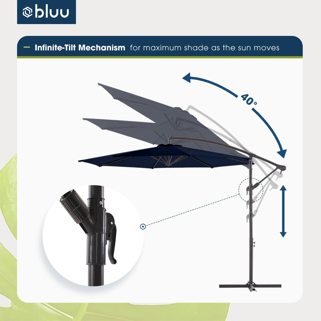 10 FT Navy Blue Patio Offset Umbrella N38027