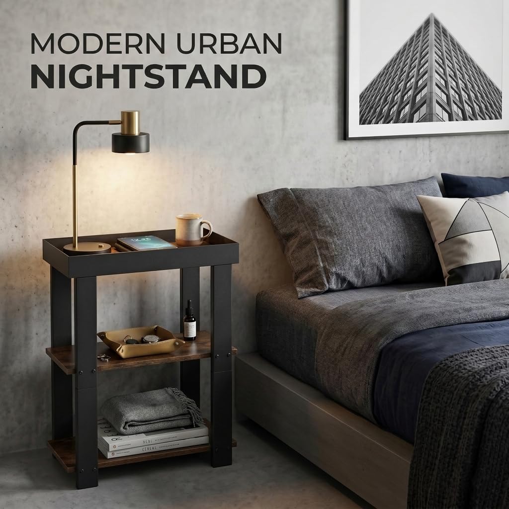 Rustic Brown 3-Tier Narrow Side Table R958086