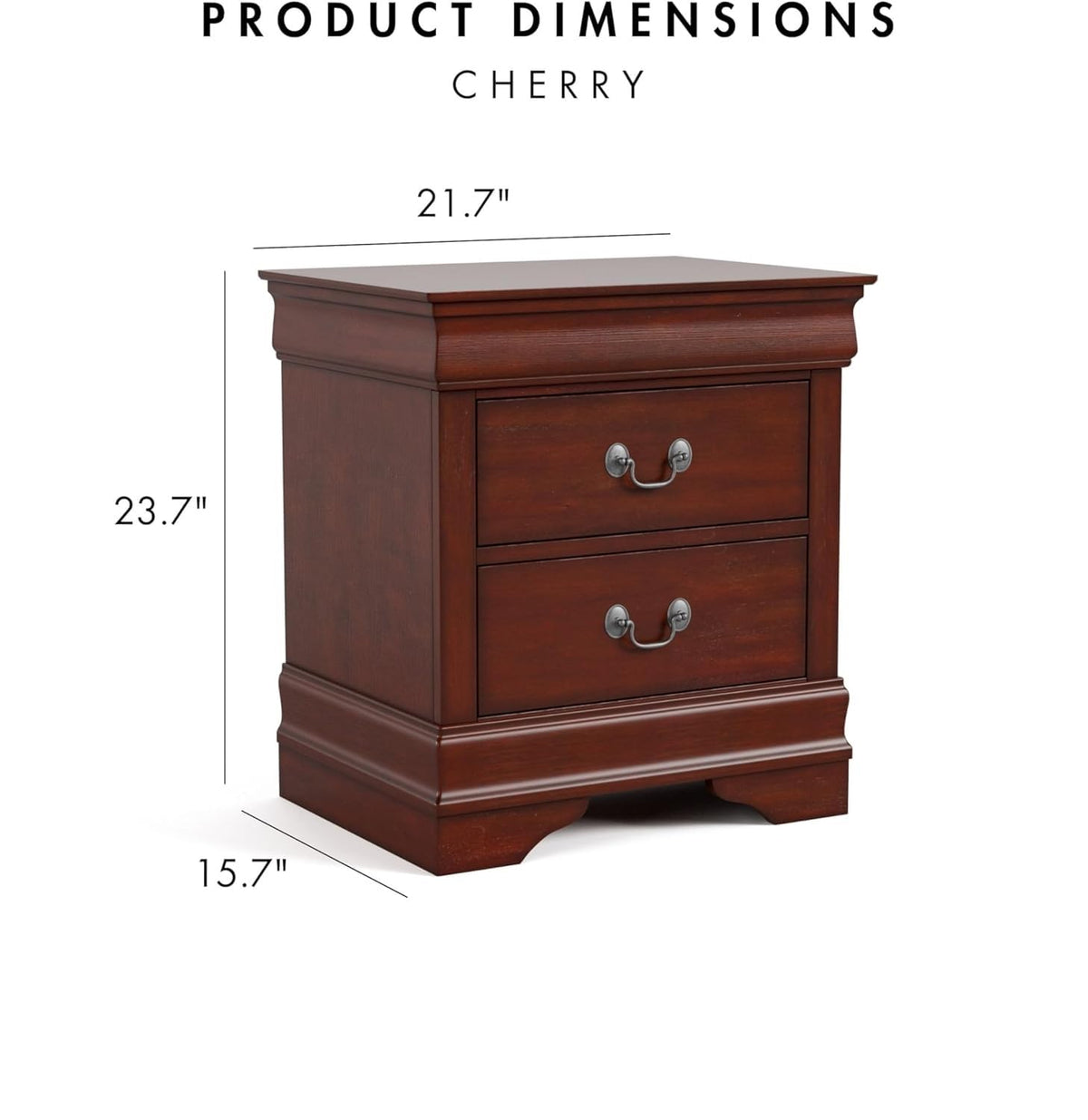 Dark Cherry 2 Drawer Solid Wood Nightstand Q6184