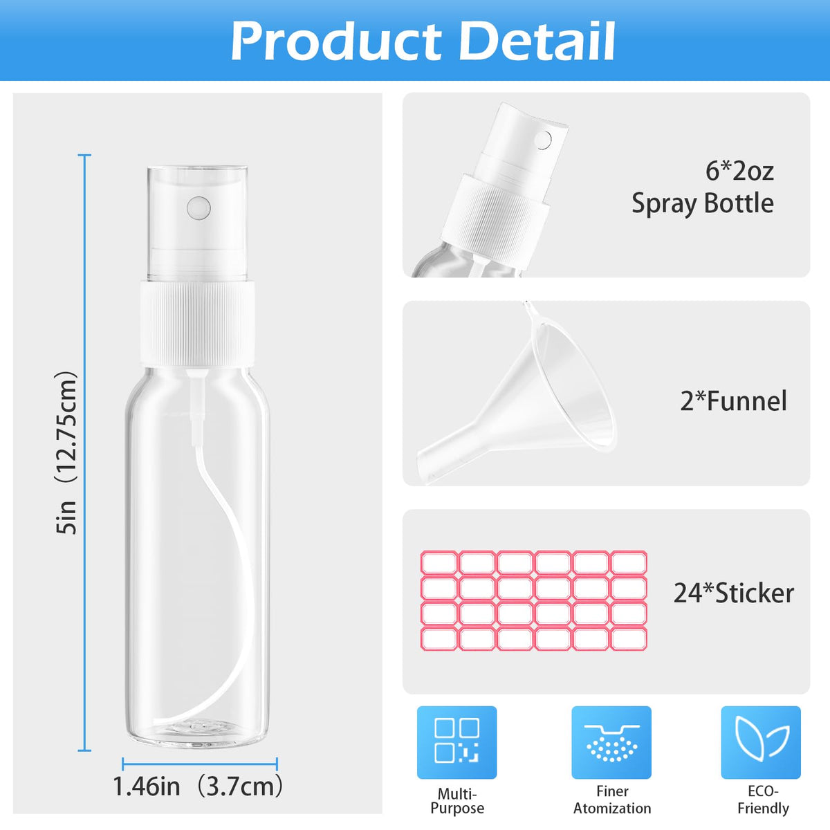 Clear 2.7oz 6 Pack Mini Spray Bottles C75669