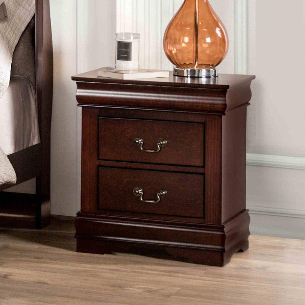 Dark Cherry 2 Drawer Solid Wood Nightstand Q6184