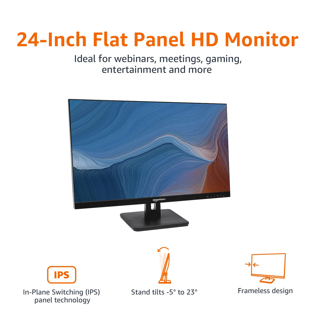 24-inch Full HD IPS Monitor, 75 Hz, 1080P, HDMI, Display Port, VGA, Built-in Speakers, Black B152