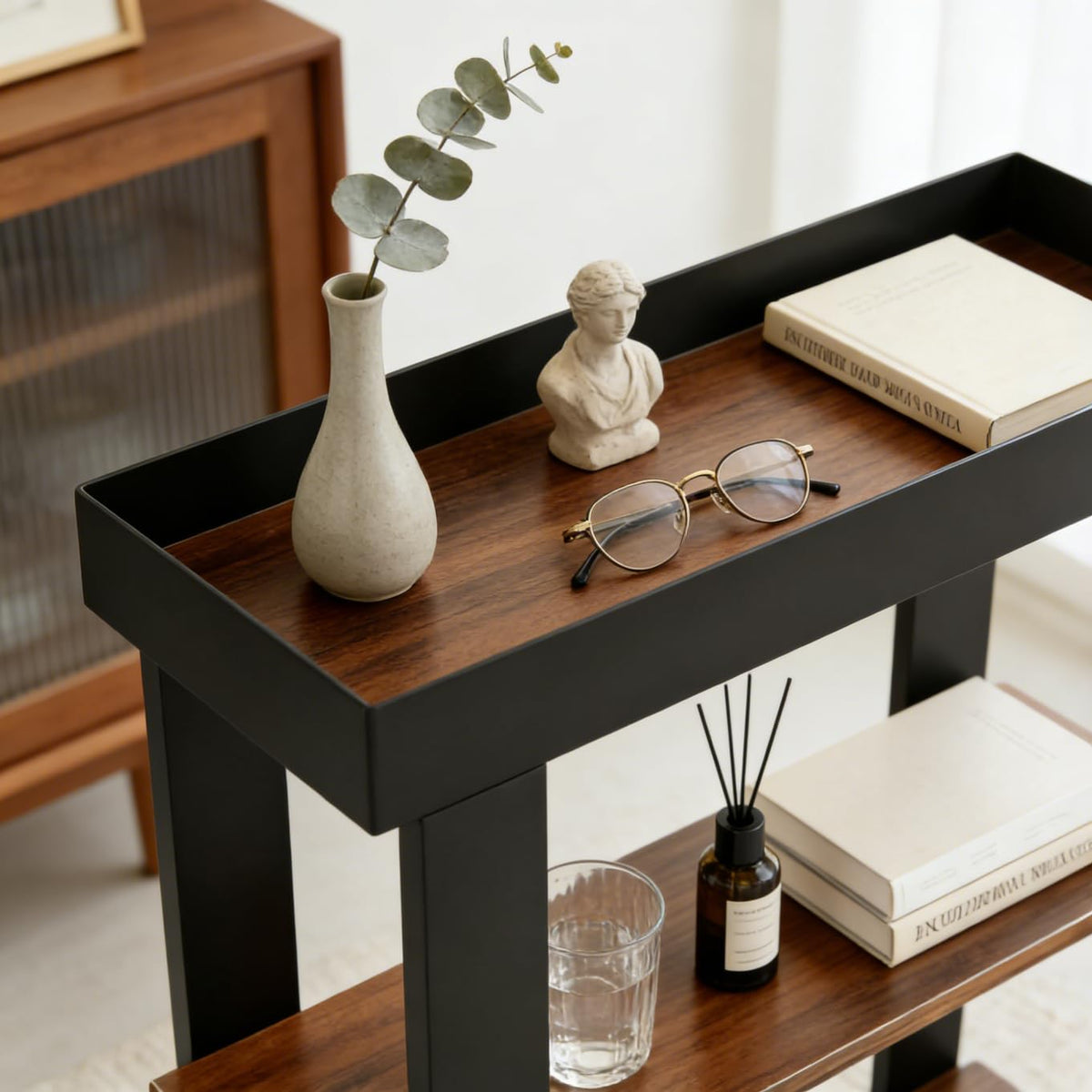 Rustic Brown 3-Tier Narrow Side Table R958086