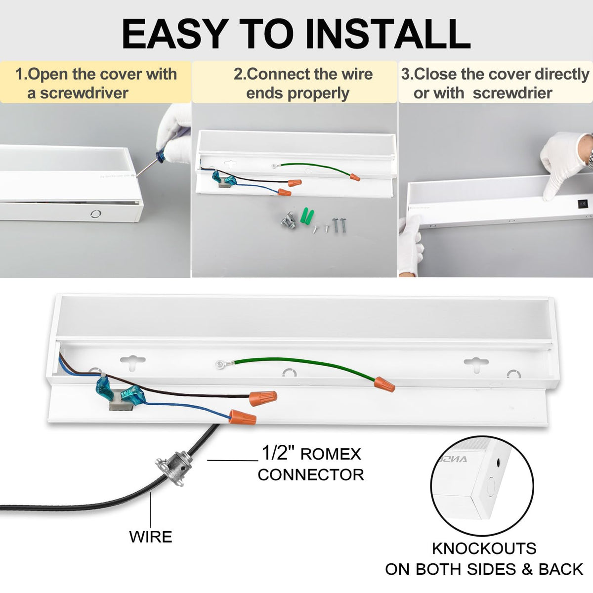 4 Packs Under Cabinet Lighting Hardwired, 24IN 18W Dimmable Led Light, 5 Color Temperature V9983