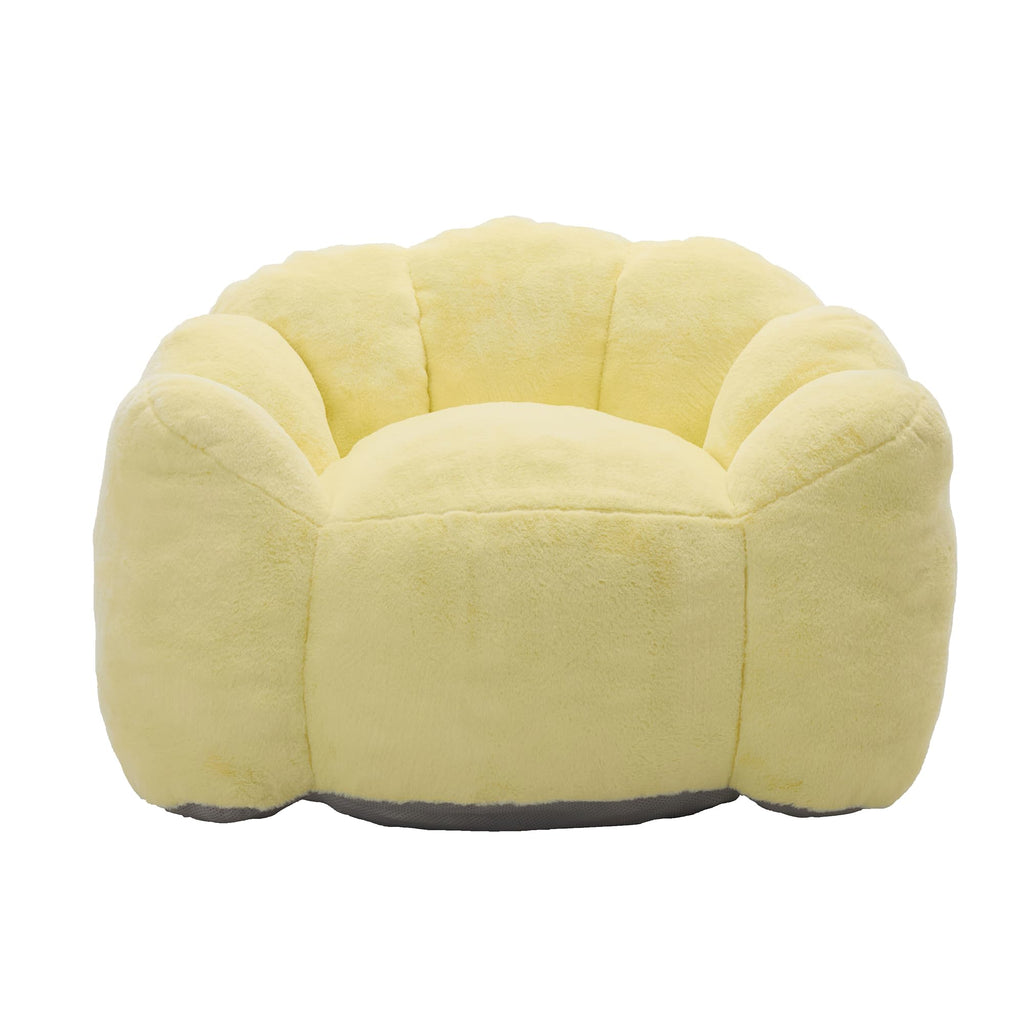 Large Yellow Faux Fur Bean Bag Chair J3047
