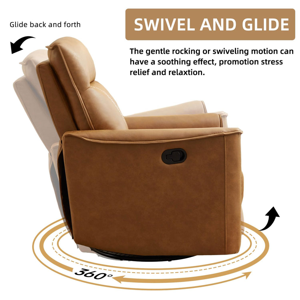 Brown Leathaire Swivel Rocker Recliner I558413
