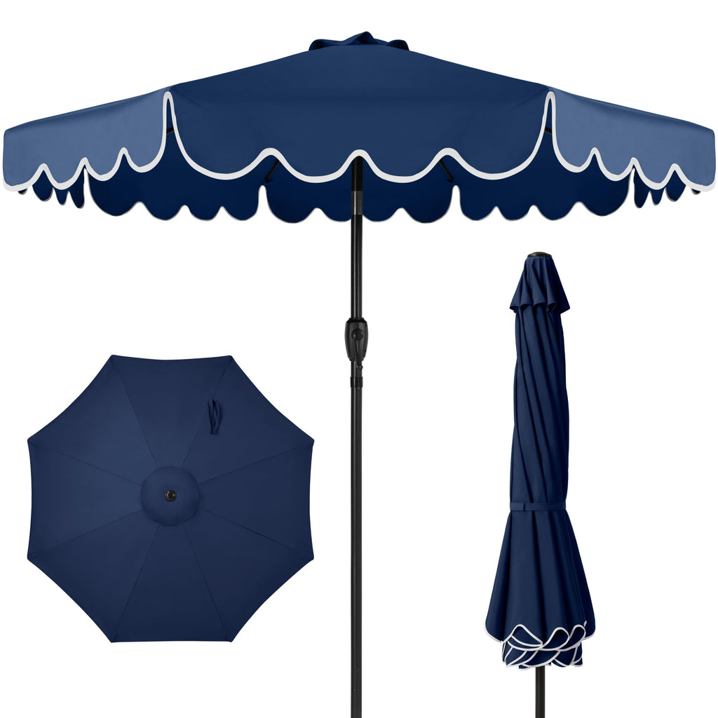 9ft Navy Patio Market Umbrella with Crank & Tilt W300