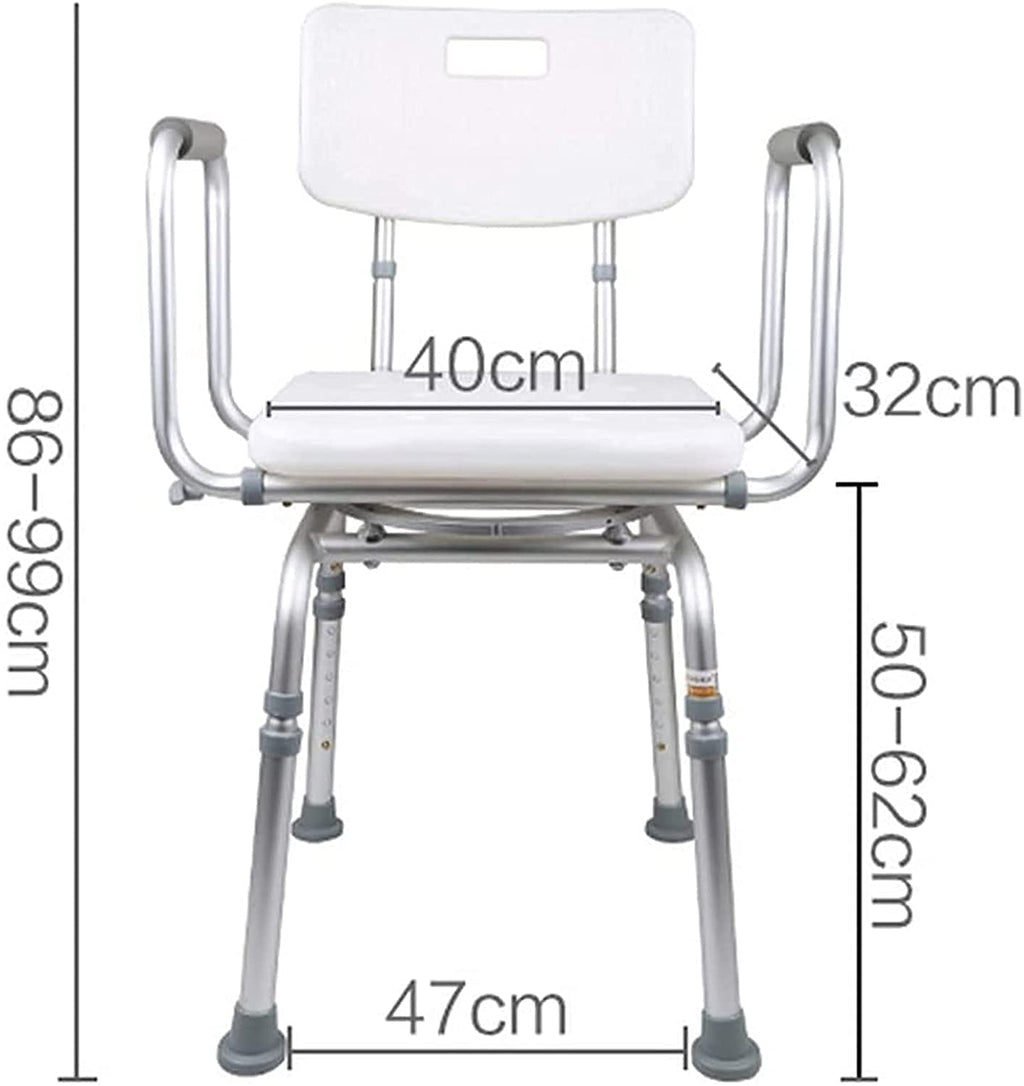 Padded Seat Transfer Bench, Shower Chair with Arms and Back, Adjustable Height Anti Skid Bath Seat V865