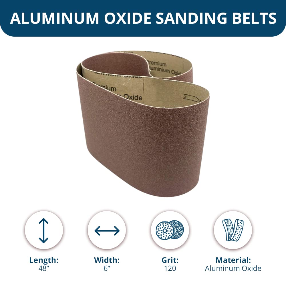 6” x 48” Aluminum Oxide Sanding Belts 120 Grit 2 Pack G8121