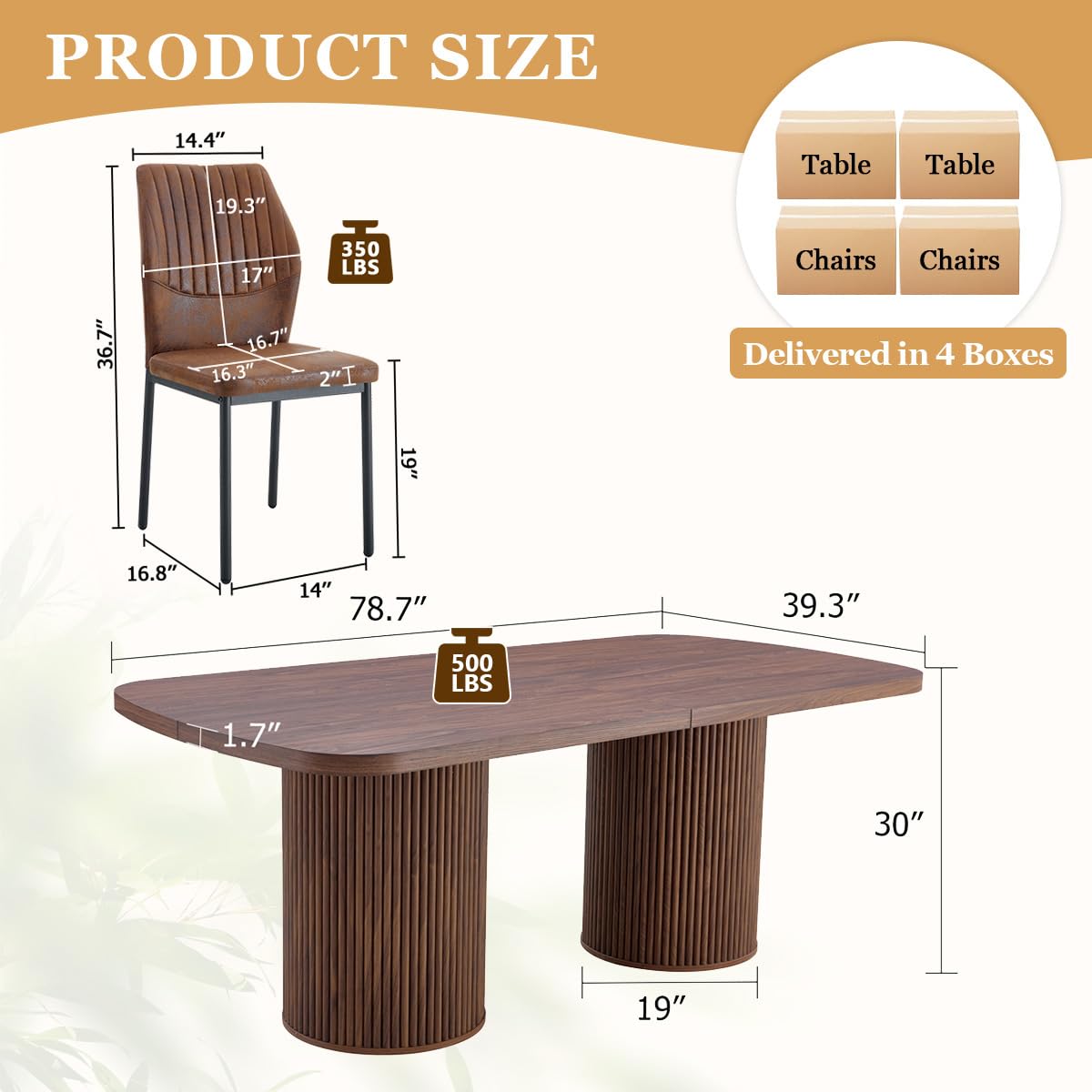 79" Rectangular Wood Dining Table Set for 8 with Cushioned Chairs B453