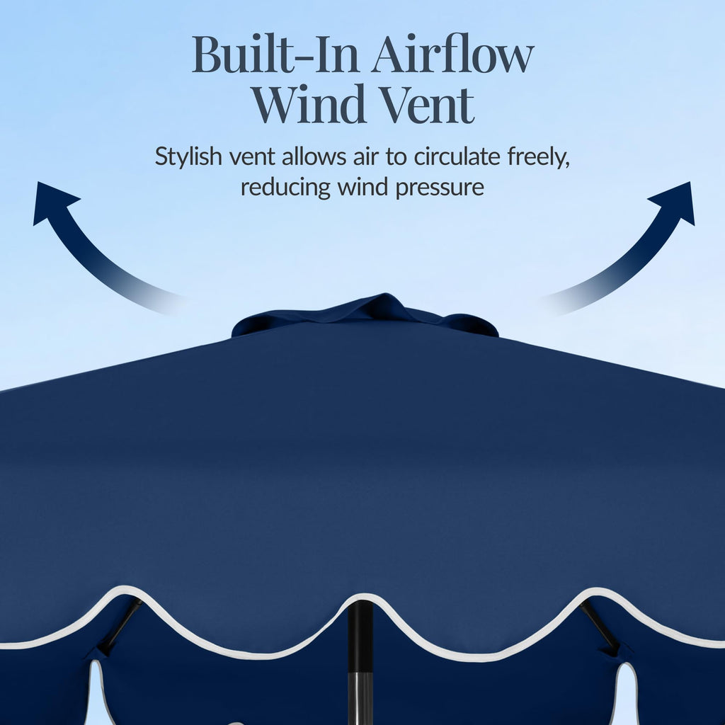 9ft Navy Patio Market Umbrella with Crank & Tilt W300