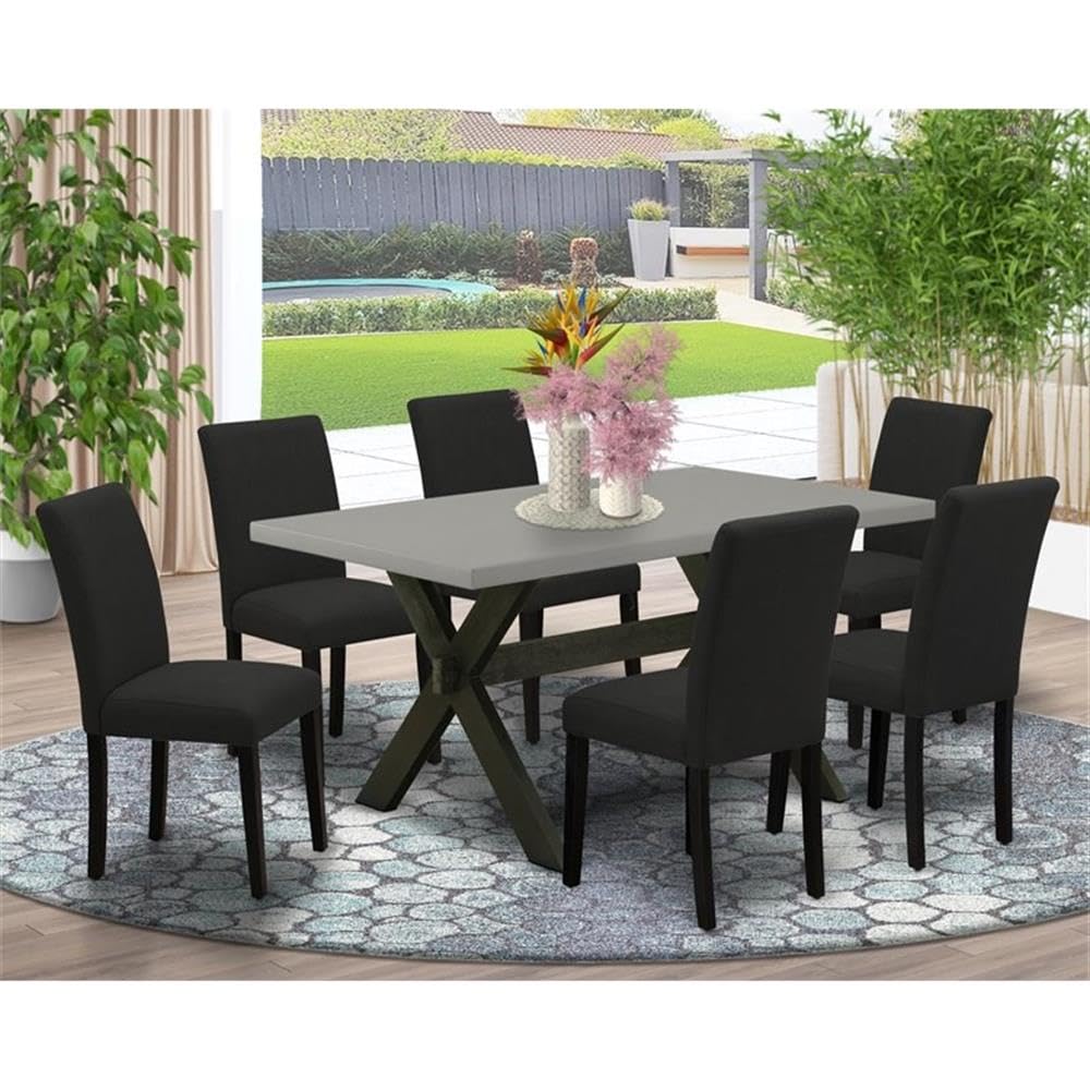 7 Piece Dining Set with 36x60 Inch Table and 6 Black Chairs M203