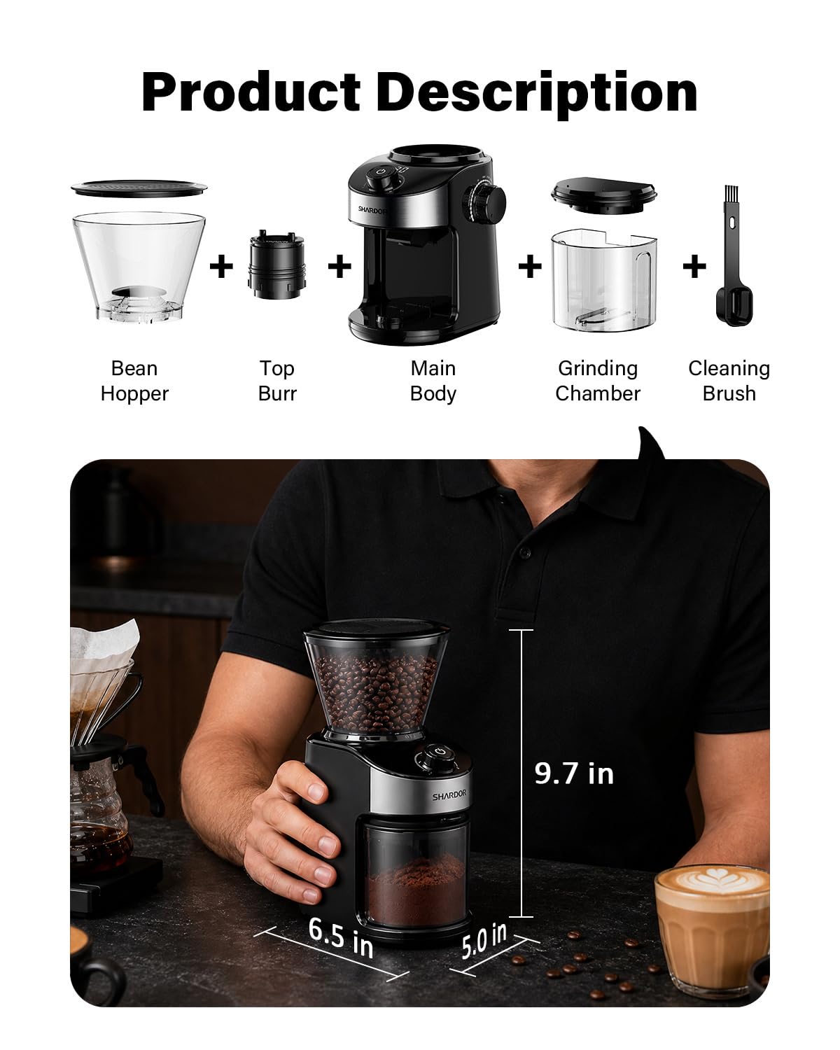 Electric Burr Coffee Grinder with 32 Grinding Sizes P93095