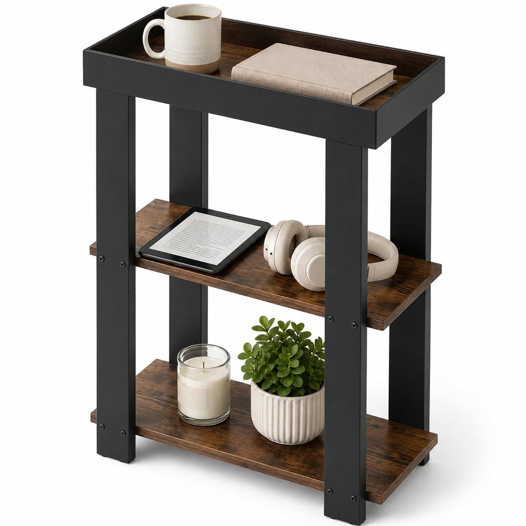 Rustic Brown 3-Tier Narrow Side Table R958086