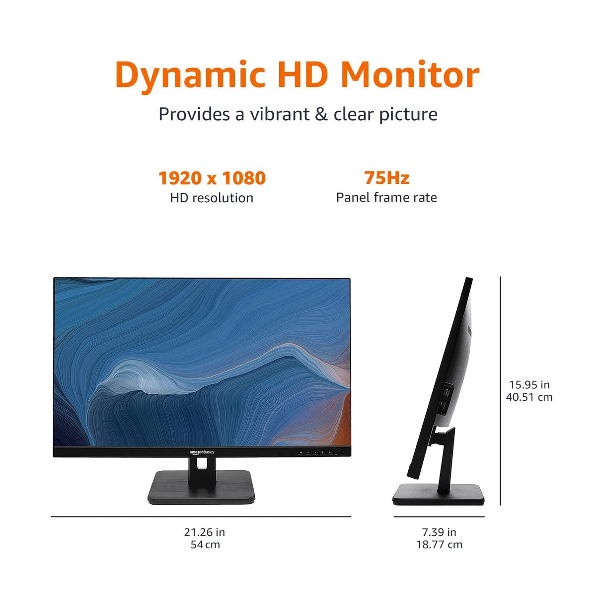 24-inch Full HD IPS Monitor, 75 Hz, 1080P, HDMI, Display Port, VGA, Built-in Speakers, Black B152