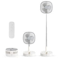 Portable Foldaway Standing Fan 7200Mah Rechargeable Battery Remote Control Telescopic 4 Speed Quiet Timer Gray R4394