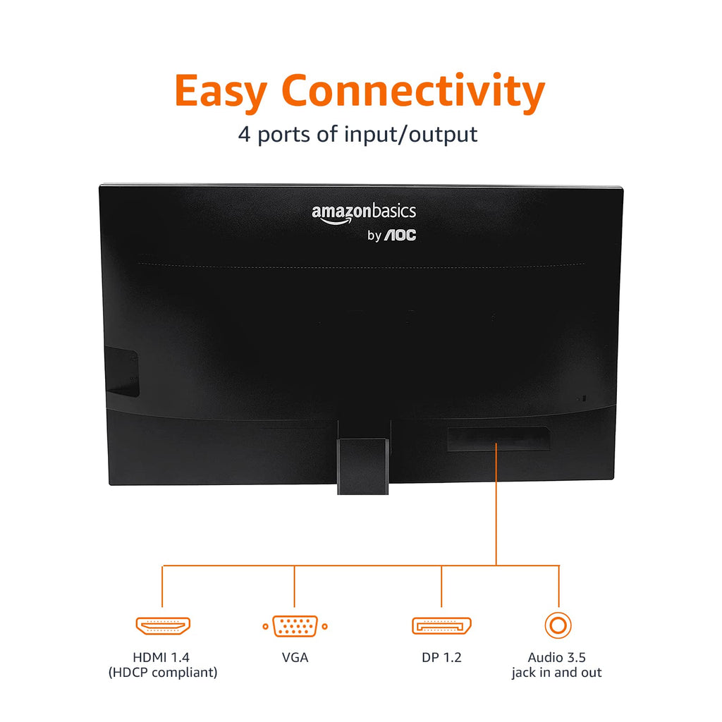 24-inch Full HD IPS Monitor, 75 Hz, 1080P, HDMI, Display Port, VGA, Built-in Speakers, Black B152