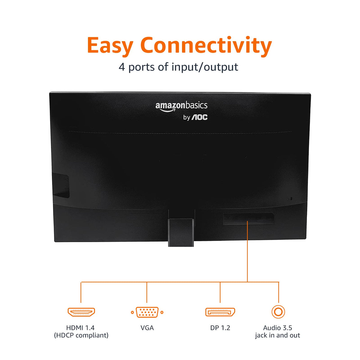 24-inch Full HD IPS Monitor, 75 Hz, 1080P, HDMI, Display Port, VGA, Built-in Speakers, Black B152