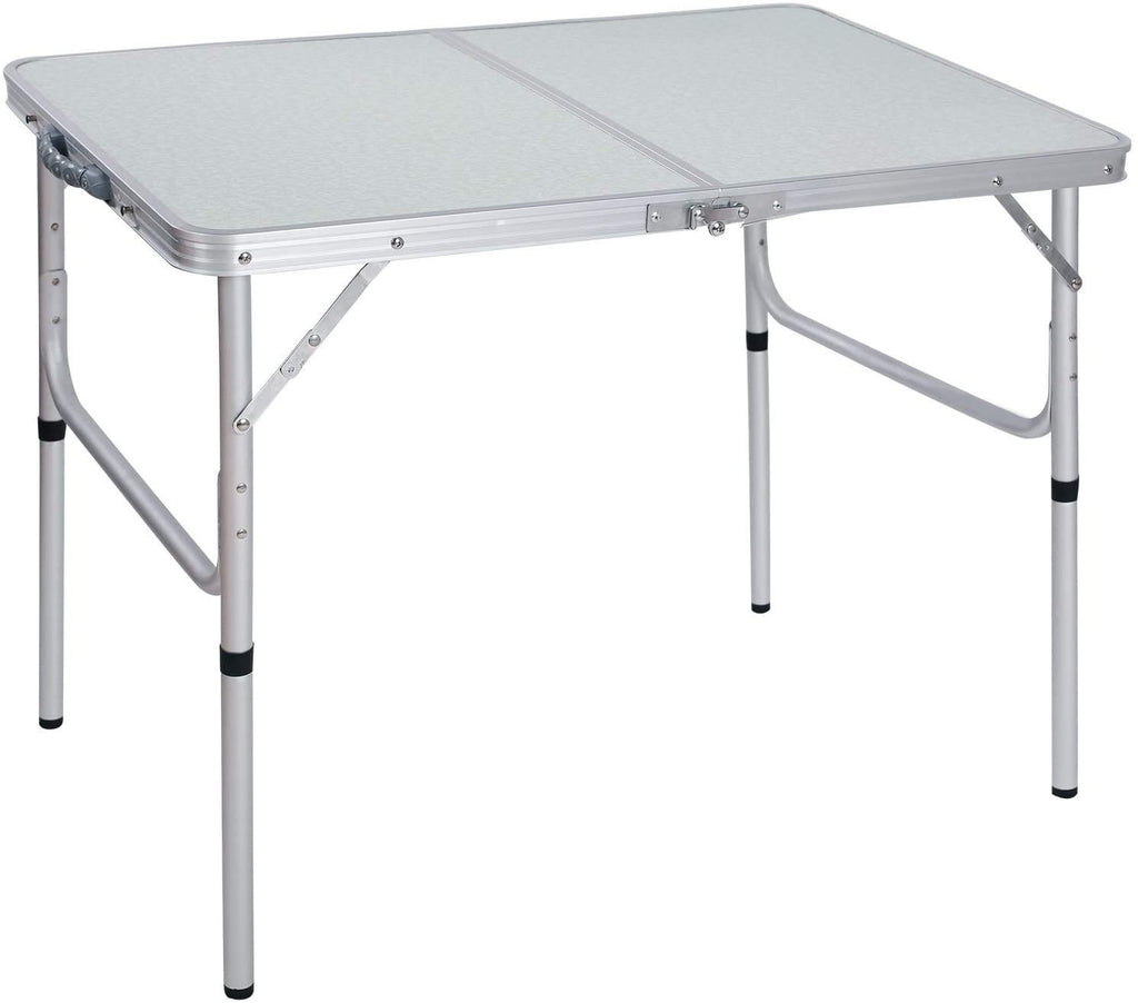 Aluminum Folding Table 4 Foot, Adjustable Height Lightweight Portable Camping Table for Picnic Beach Outdoor Indoor, White 48 x 24 inches K56338