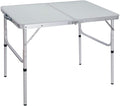 Aluminum Folding Table 4 Foot, Adjustable Height Lightweight Portable Camping Table for Picnic Beach Outdoor Indoor, White 48 x 24 inches K56338