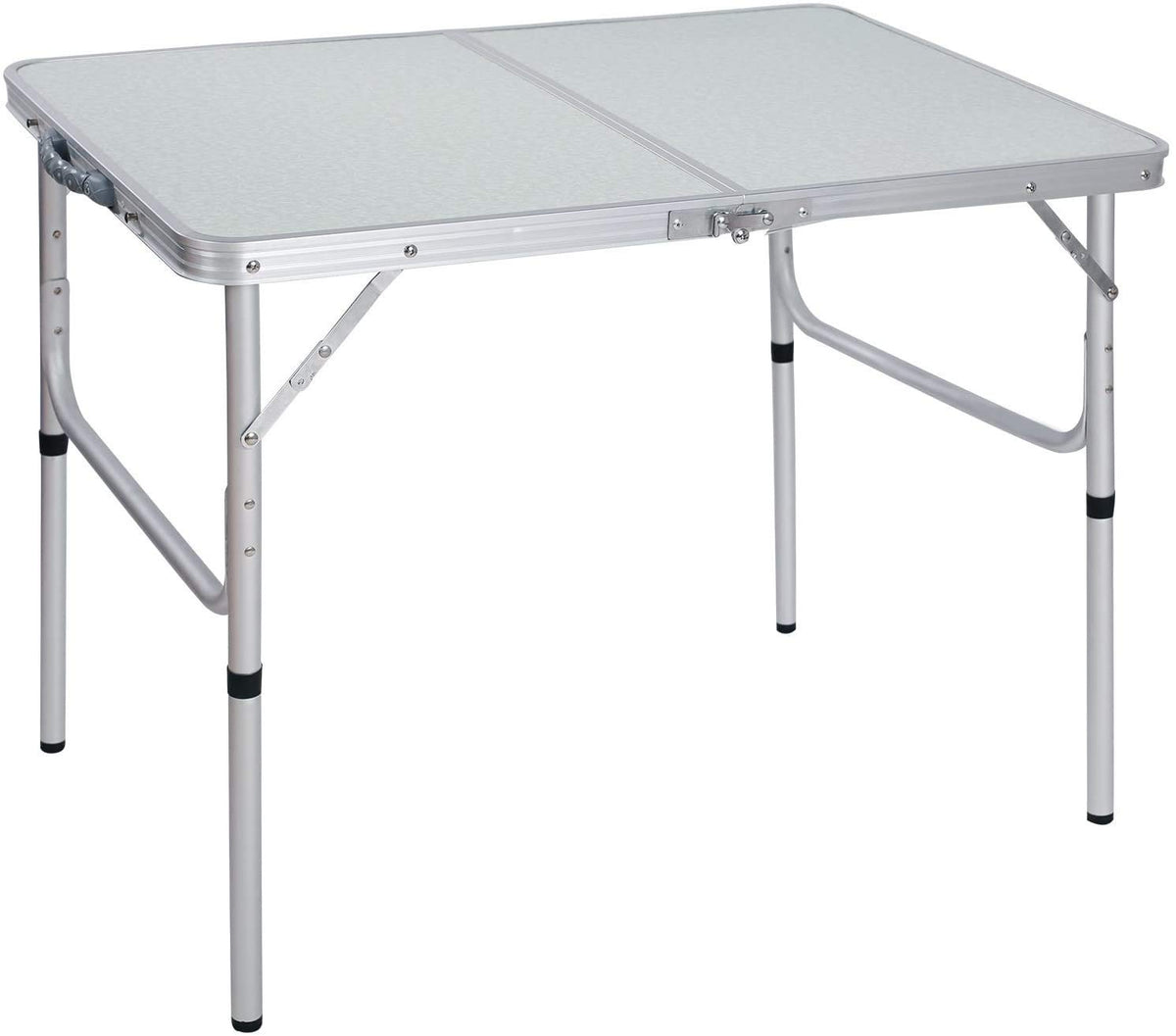 Aluminum Folding Table 4 Foot, Adjustable Height Lightweight Portable Camping Table for Picnic Beach Outdoor Indoor, White 48 x 24 inches K56338