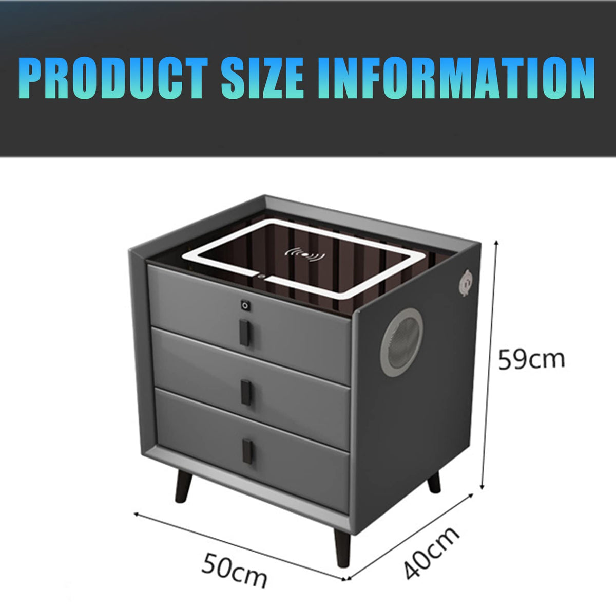 Orange 3 Drawer Wooden Nightstand with Wireless Charging Y707